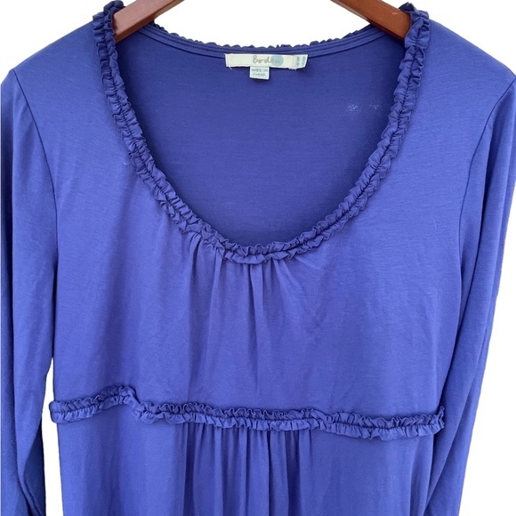 Boden Scoop Neck Blue Viscose‎ Midi Dress Empire Waist Long Sleeved Size 10P - Picture 2 of 7